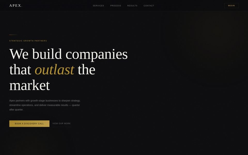 Apex Corporate consulting landing page homepage, built by KaelRune Media